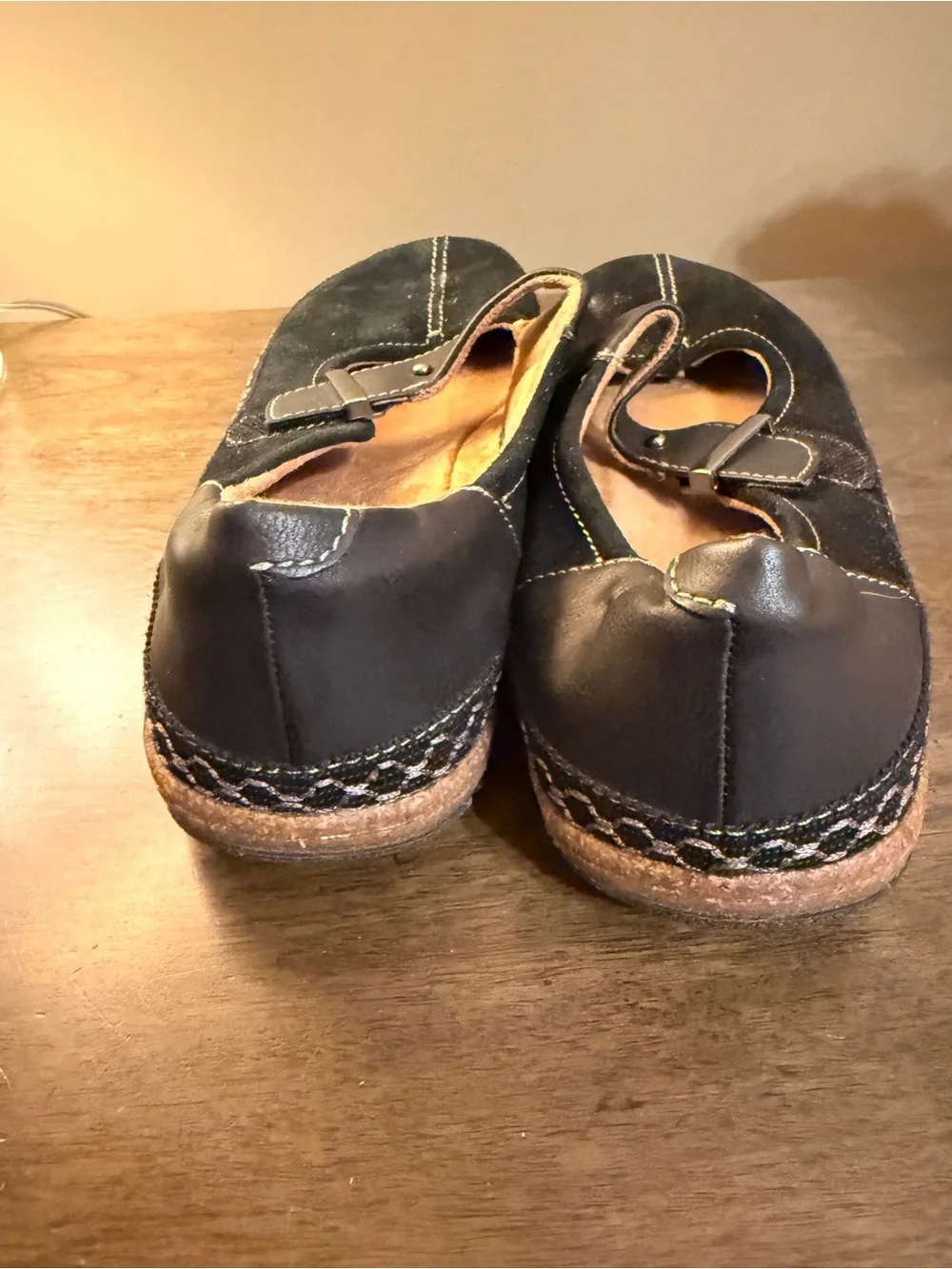Origins Black Suede Slip-On Loafers with Strap